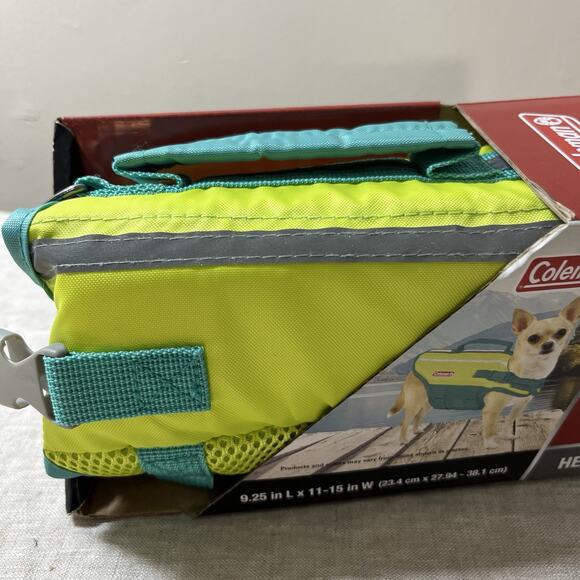 Coleman Dog Life Jacket Vest for Flotation for Pool Boat Beach Lake Teal Neon XS - Picture 6 of 6